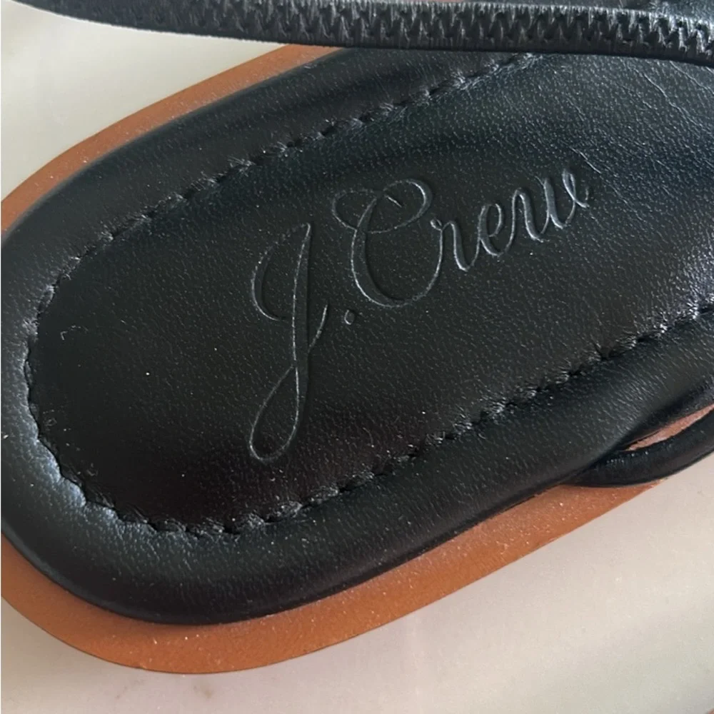 J. Crew Black Strappy Sandals with Brown Sole Trim